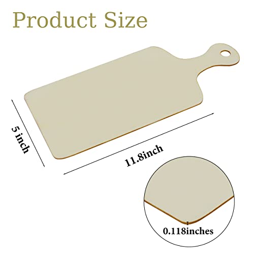 Qegft Unfinished Mini Cutting Boards - 6 Pieces Wood Cutting Board with Handle Paddle Cutting Board for DIY Crafting Home Kitchen Decor Small Chopping Board, 11.8 x 5 Inch