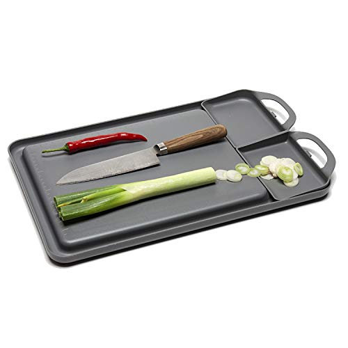 Double Save S Non-Slip Right Side Removable Compartments and Grooves to Prevent Spills Dishwasher Safe Cutting Board & Serving Tray