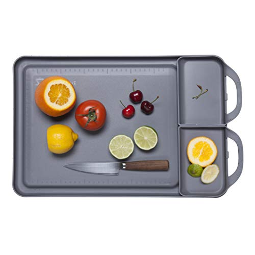 Double Save S Non-Slip Right Side Removable Compartments and Grooves to Prevent Spills Dishwasher Safe Cutting Board & Serving Tray