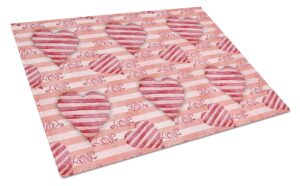 caroline's treasures bb7567lcb watercolor red striped hearts glass cutting board large decorative tempered glass kitchen cutting and serving board large size chopping board