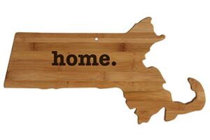 massachusetts state shaped bamboo wood cutting board engraved home. personalized for new family home housewarming wedding moving gift
