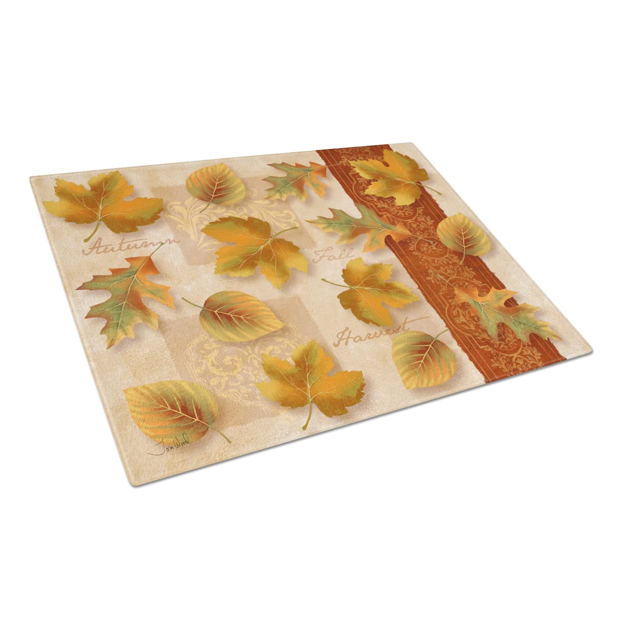 Caroline's Treasures PTW2001LCB Fall Autumn Leaves Glass Cutting Board Large Decorative Tempered Glass Kitchen Cutting and Serving Board Large Size Chopping Board