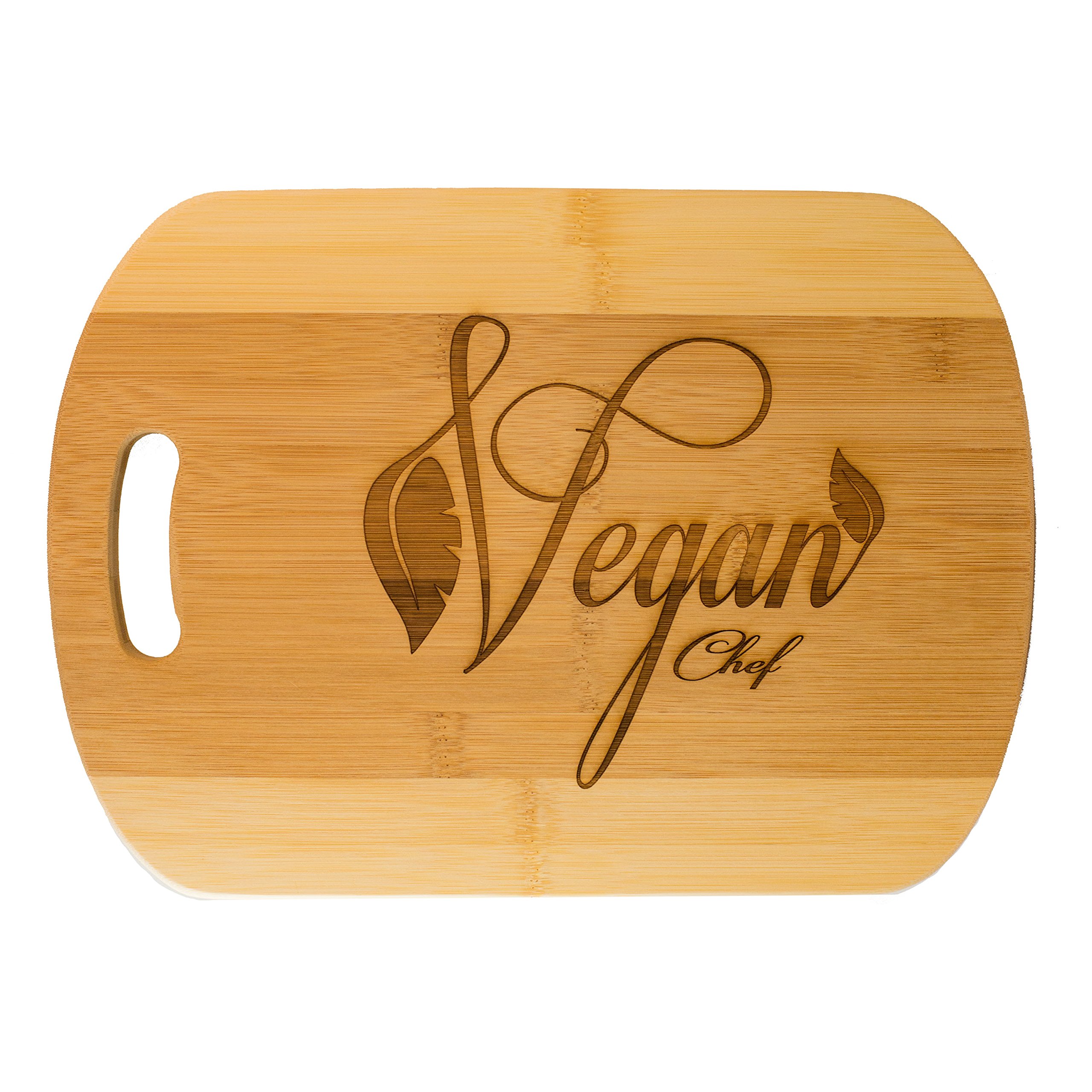 Vegan Chef Cutting Board 14''x9.5''x.5'' Bamboo