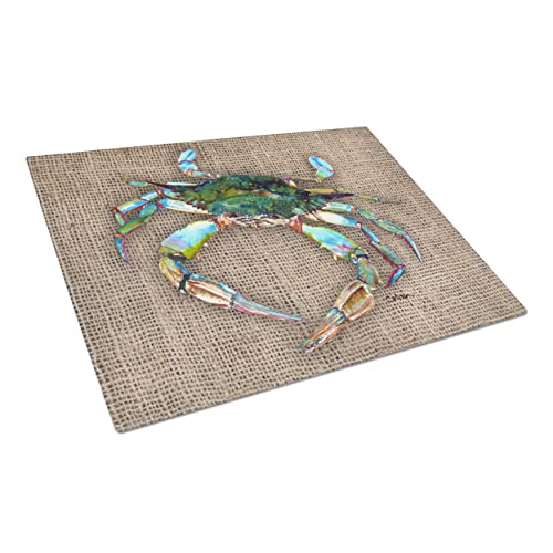 Caroline's Treasures 8731LCB Crab Glass Cutting Board Large Decorative Tempered Glass Kitchen Cutting and Serving Board Large Size Chopping Board