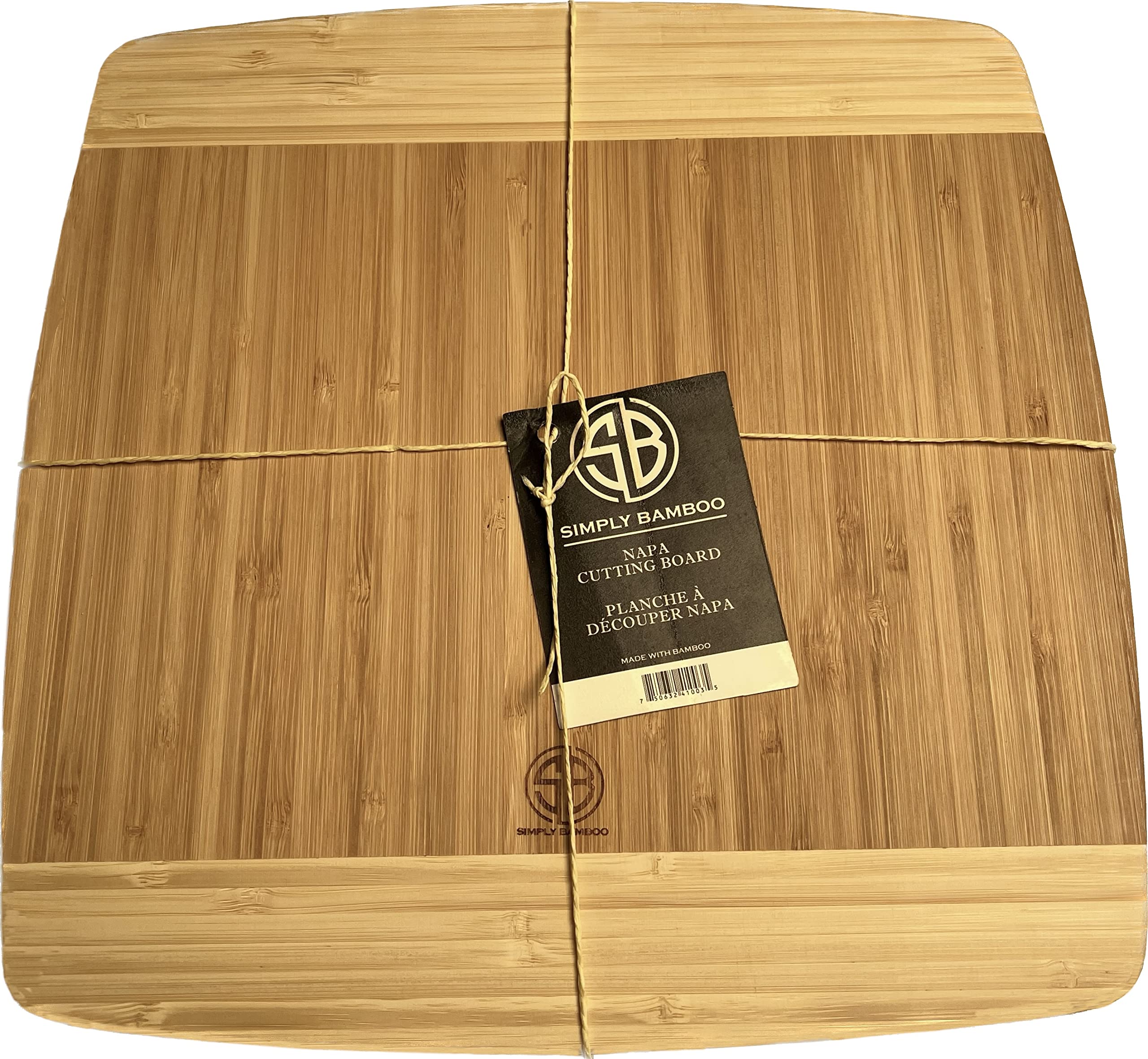 Simply Bamboo CBN112 Napa Bamboo Wood Cutting Board for Kitchen | Chopping Board | Carving Vegetables, Fruits, Meat - 12'' x 12" x 0.75"