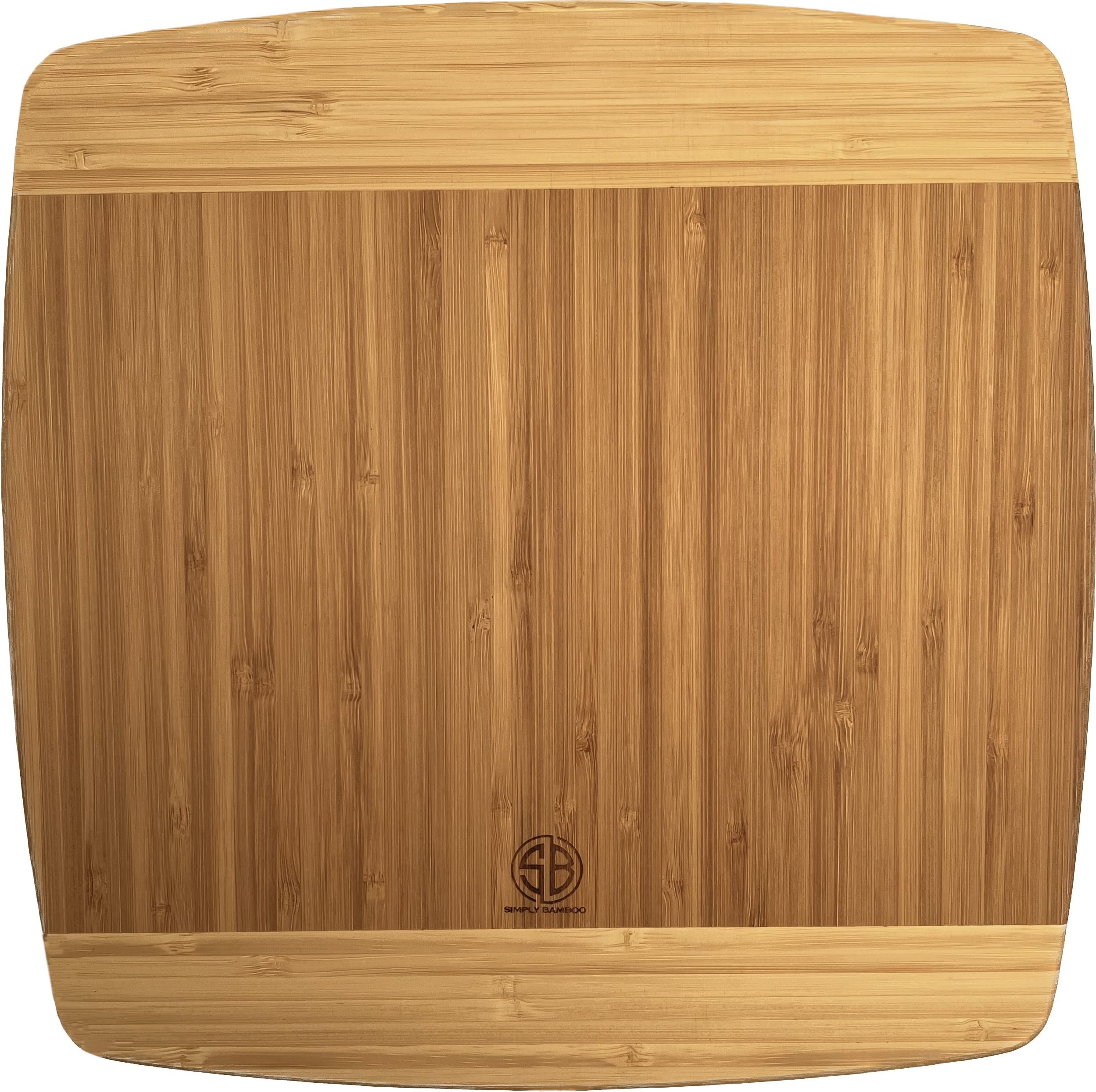 Simply Bamboo CBN112 Napa Bamboo Wood Cutting Board for Kitchen | Chopping Board | Carving Vegetables, Fruits, Meat - 12'' x 12" x 0.75"