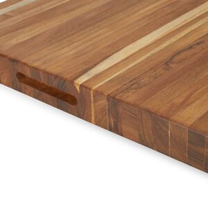 Teak Cutting Board Extra-Large (24x18x1.75 inch) Carving Board With Hand Grip, Teak Butcher Block, The Leif