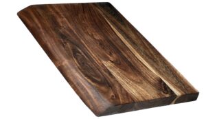 mountain woods large brown hand crafted live edge cutting board | serving tray made solid acacia hardwood | charcuterie board | chopping board for vegetables, fruits and meat | cheese board - 18"