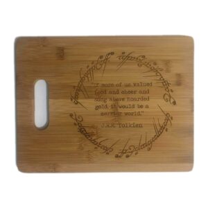 the ring engraved wooden bamboo cutting board kitchen gift lord of the rings inspired tolkien quote charcuterie tray