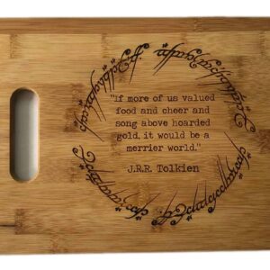 THE RING Engraved Wooden Bamboo Cutting Board Kitchen Gift Lord Of the Rings Inspired Tolkien Quote Charcuterie Tray