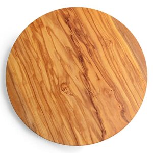 Ideaolives Olive Wood Made Cheese Service Wholse Board Large Round Charcuterie Serving Platter - Slate Cheese Markers Set and Chalk - Food and Meat Cutting Board - 11.4 inches