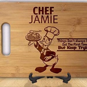 Donald Duck Personalzied Chef Engraved Cutting Board Chopping Block