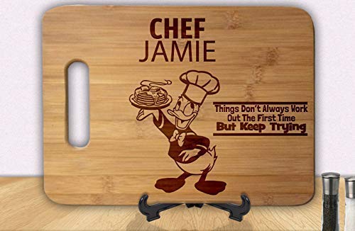 Donald Duck Personalzied Chef Engraved Cutting Board Chopping Block