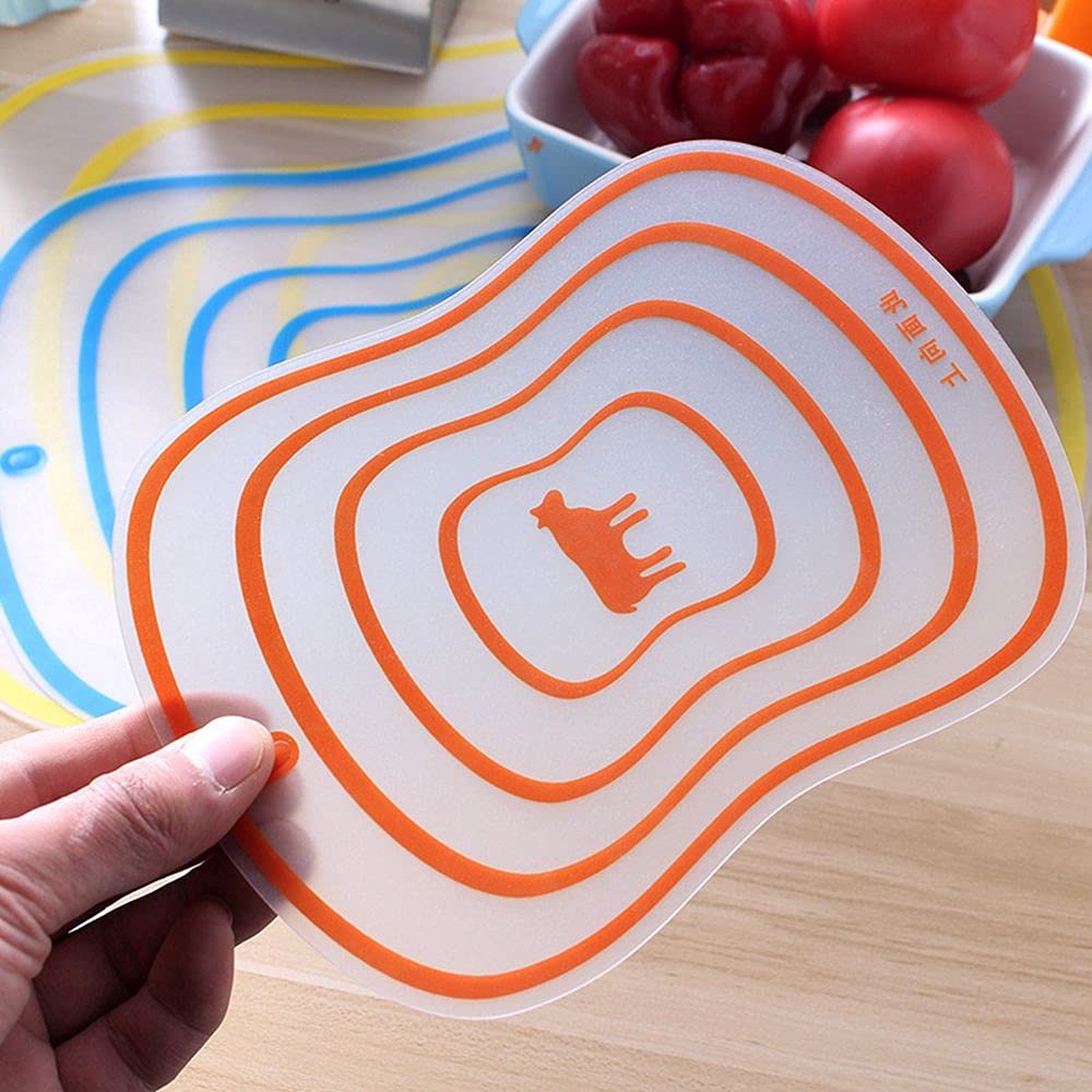 WEISHA Flexible Cutting Board 1PC Chopping Board Plastic Easy Cleaning Cutting Plate Hangable Non-Slip Frosted Home Kitchen Accessories(M,Orange)