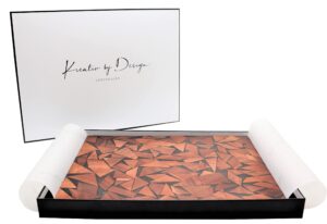 kreativbydesign one of a kind - shattered glass pattern wooden chopping board with black pearl resin large