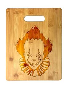 we all float down here horror movie clown laser engraved bamboo cutting board - wedding, housewarming, anniversary, birthday, father's day, gift for him, for her, for boys, for girls, for them