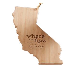 engraved where it all began california cutting board, bamboo, personalized
