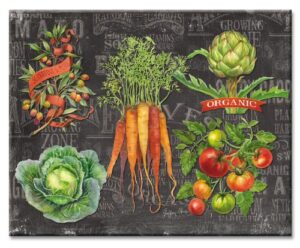 counterart chalkboard veggies glass cutting board, 15 x 12 inches