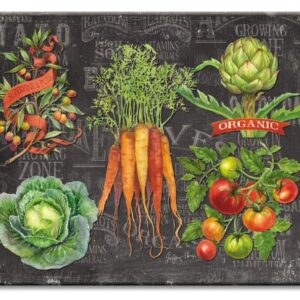 CounterArt Chalkboard Veggies Glass Cutting Board, 15 x 12 Inches