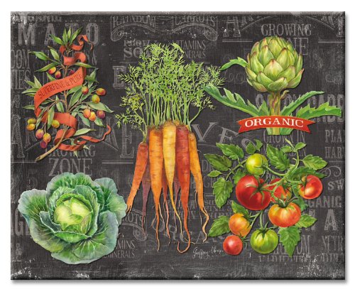 CounterArt Chalkboard Veggies Glass Cutting Board, 15 x 12 Inches