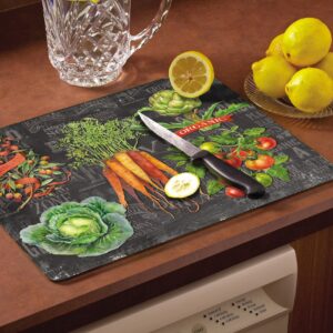 CounterArt Chalkboard Veggies Glass Cutting Board, 15 x 12 Inches