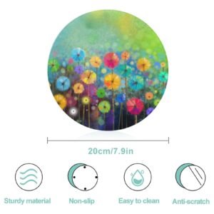 Bagea-Ka Seasonal Nature Spring Summer Autumn Winter Flowers Pattern Tempered Glass Cutting Board 8" Round Kitchen Decorative Chopping Board Small