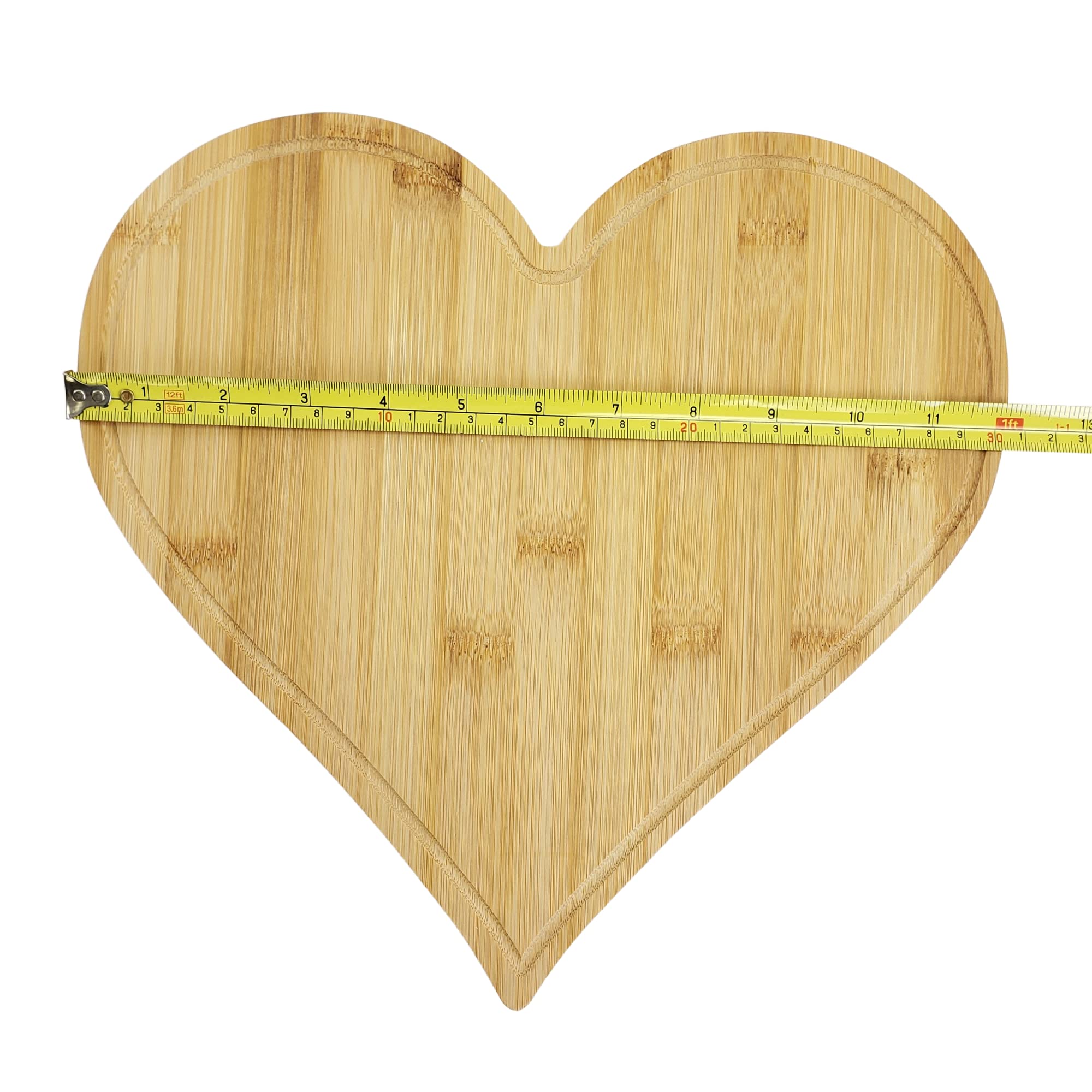 (Set of 12) 12" Heart Shaped Bulk Plain Bamboo Cutting Boards with Juice Groove | For Customized Engraving | Wholesale Premium Blank Board