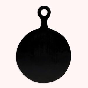 india handicrafts black round wooden chopping board with handle 71343