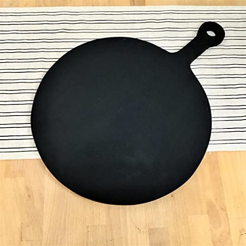 India Handicrafts Black Round Wooden Chopping Board With Handle 71343