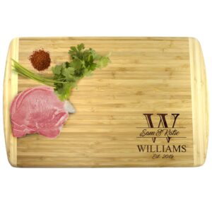 premium bamboo cutting boards - monogrammed wedding cutting board housewarming for couples - custom personalized (large - 18" x 12")