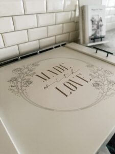 josephine thomas home noodle board made with love flat style - stove cover - cooktop cover