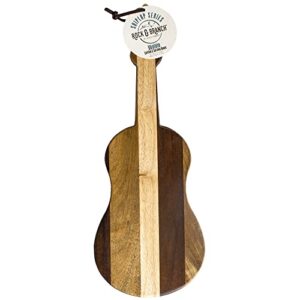 Rock & Branch Series Shiplap Ukulele Shaped Wood Serving and Cutting Board | Great for Wall Art