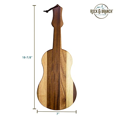 Rock & Branch Series Shiplap Ukulele Shaped Wood Serving and Cutting Board | Great for Wall Art