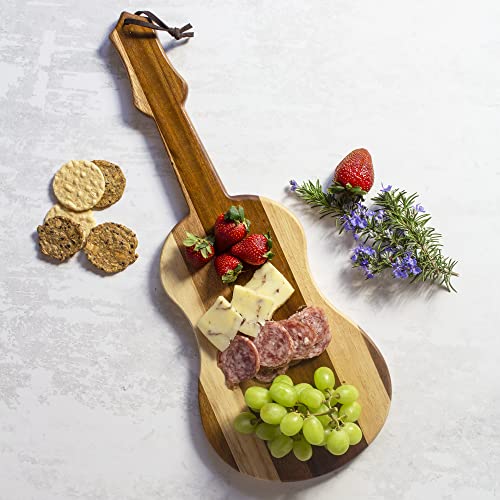 Rock & Branch Series Shiplap Ukulele Shaped Wood Serving and Cutting Board | Great for Wall Art