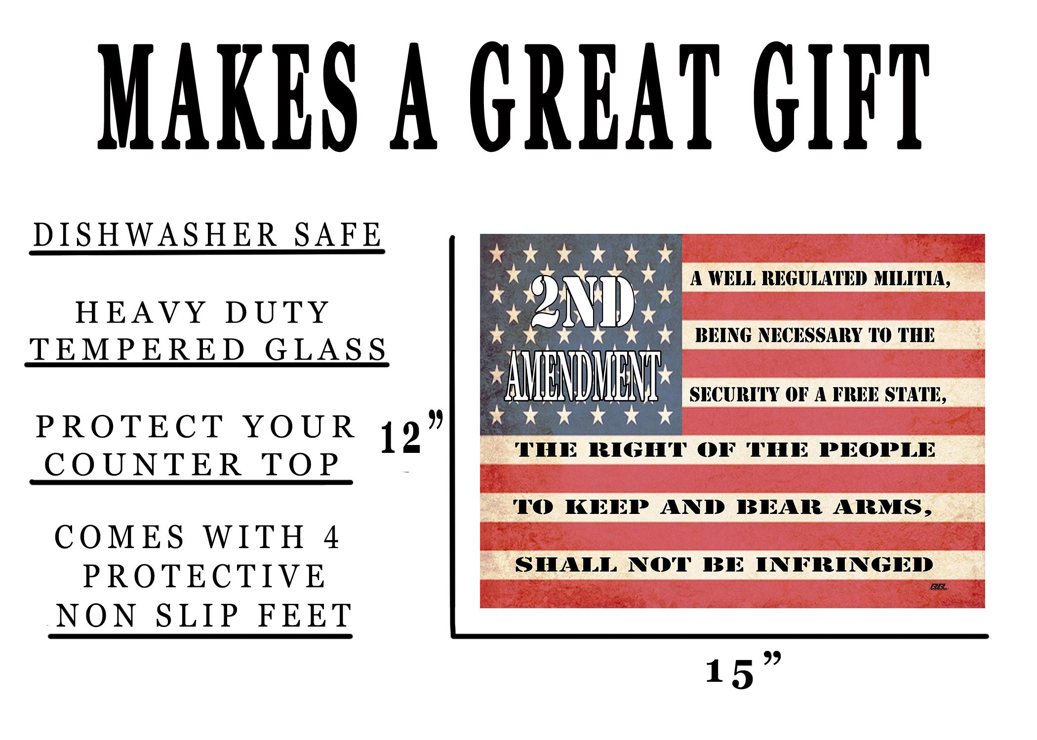 2nd Second Amendment Flag Glass Cutting Board Decorative American United States of America Design