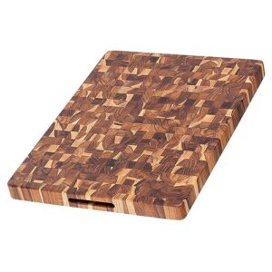 teakhaus butcher block cutting board - medium wooden cutting board - teak end grain wood - knife friendly - fsc certified