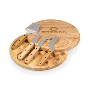 ncaa oregon ducks circo cheese board and knife set - charcuterie board set - wood cutting board