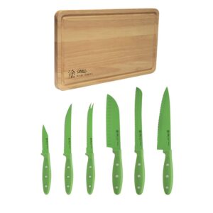 ginsu nuri series stainless steel 6-piece nonstick coated cutlery with bonus cutting board 5804