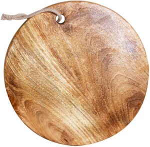 father's day gifts wooden handmade round chopping board cutting serving board for home kitchen - 13 inches dia