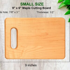 Maple Cutting Board with Handle - Wedding, Engagement, Anniversary, Housewarming, Birthday, Corporate Gift (Small:9''x6'')