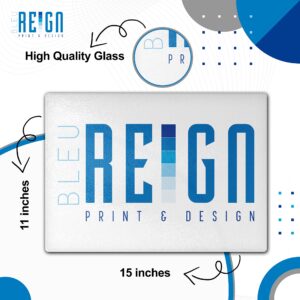 Bleu Reign Cutting Board Personalized Custom Name Motivational Inspirational Let Your Faith Bloom Floral Flowers 11x15 inches Textured Glass