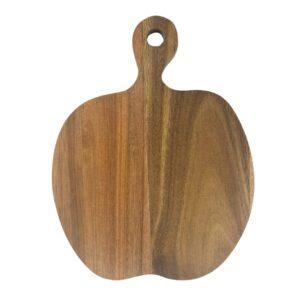 (set of 6) 10.5" apple shaped bulk plain acacia cutting board with handle | for customized, personalized engraving purpose | wholesale premium acacia board (10.5" apple)