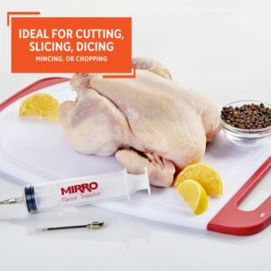 Mirro 16x10" Plastic Cutting Board with Silicone Covering, White/Red