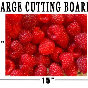 Fresh Raspberry Kitchen Glass Cutting Board Decorative Gift For Mom Red Raspberries Design