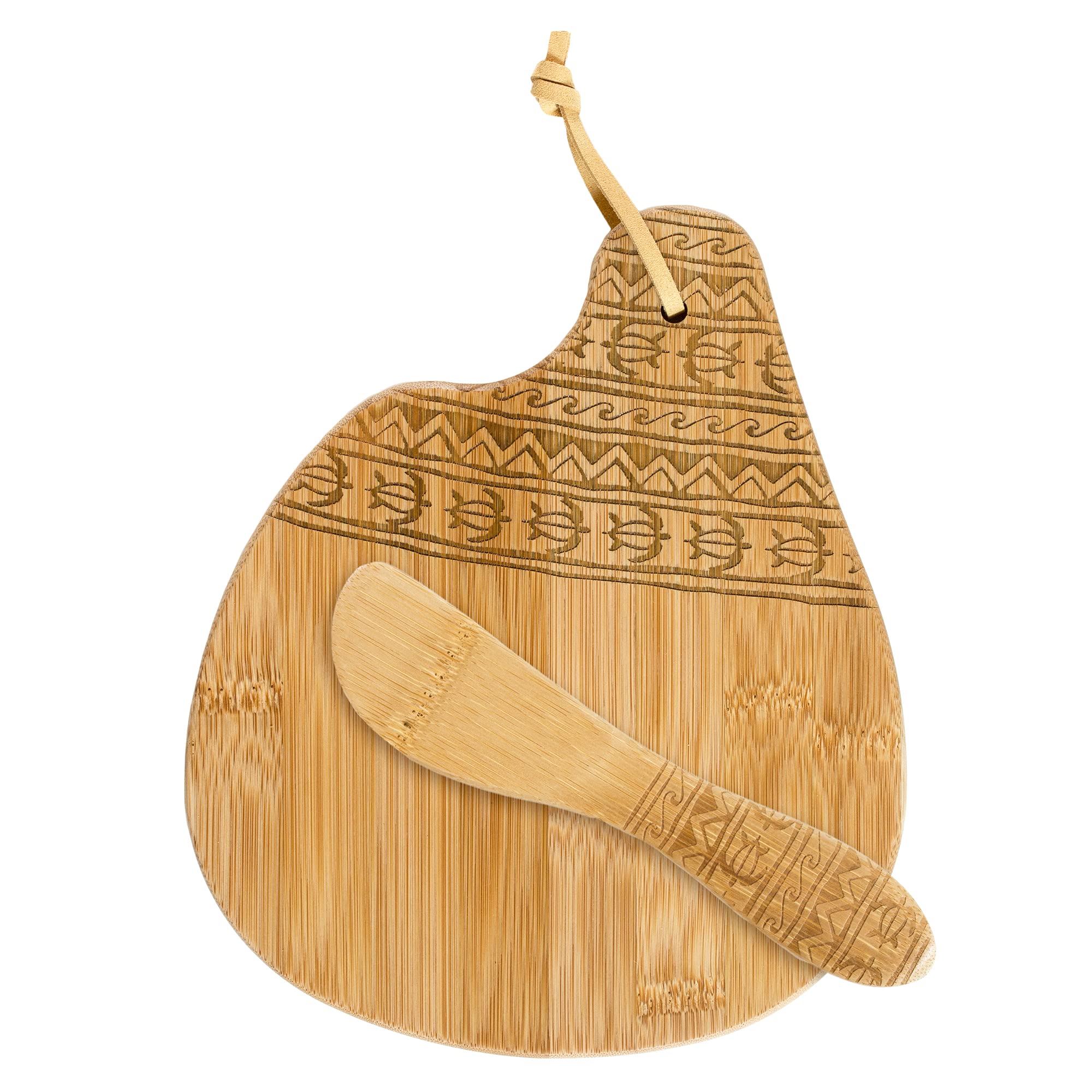 Totally Bamboo Tonga Serving Board and Spreader Set, 7-1/2" x 8-1/2"