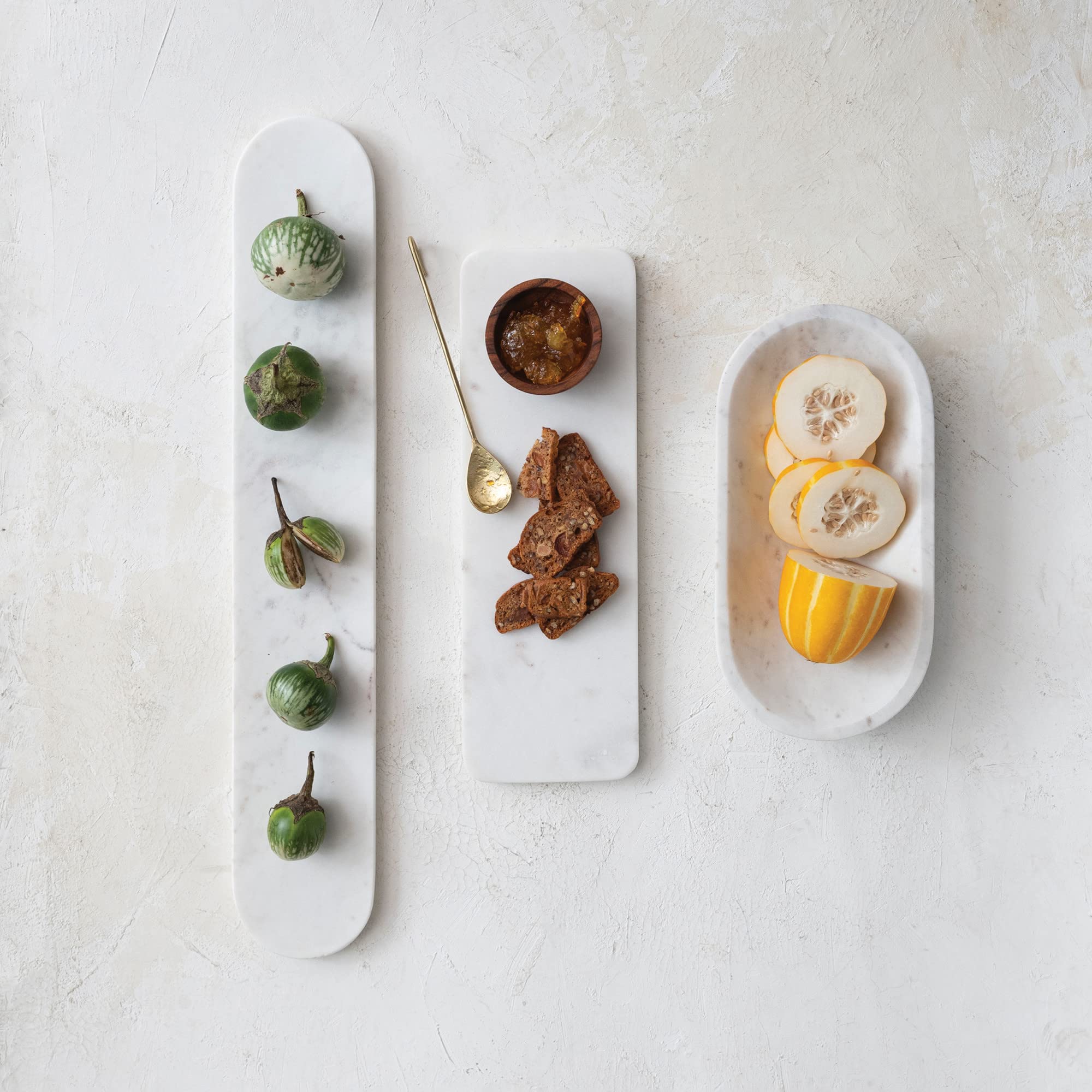 Creative Co-Op Modern Marble, White Serving Board, Large