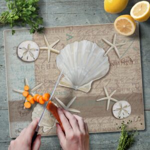 CounterArt Linen Shells 3mm Heat Tolerant Tempered Glass Cutting Board 15” x 12” Manufactured in the USA Dishwasher Safe