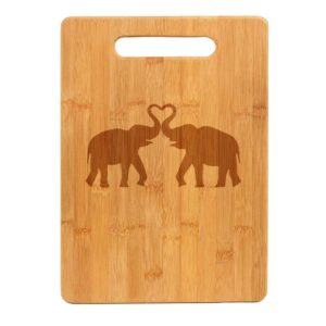 bamboo wood cutting board elephants making heart
