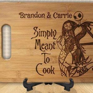 Skeleton Jack Anniversary Wedding Christmas Gift Personalized Cutting Board Engagement Bamboo Cutting Board Chopping Block