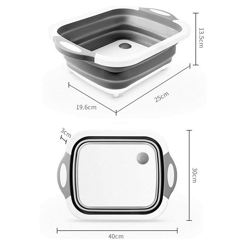 qqqqqq Folding Cutting Board with Draining Plug Colander Fruits Vegetable Washable Basket Multi-Function Collapsible Cutting Board